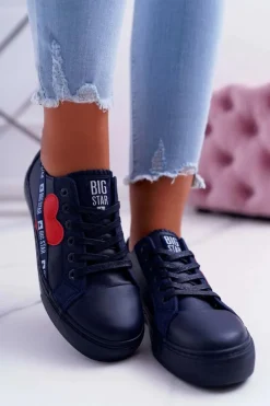 Trampki Damskie Big Star Granatowe z Sercem EE274258