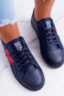 Trampki Damskie Big Star Granatowe z Sercem EE274258