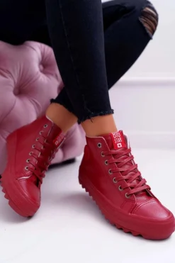 Trampki Damskie Big Star Wysokie Ocieplane Czerwone EE274112