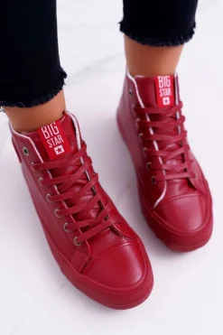 Trampki Damskie Big Star Wysokie Ocieplane Czerwone EE274112
