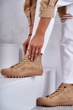 Trampki Damskie Big Star Wysokie Ocieplane Camel GG274072