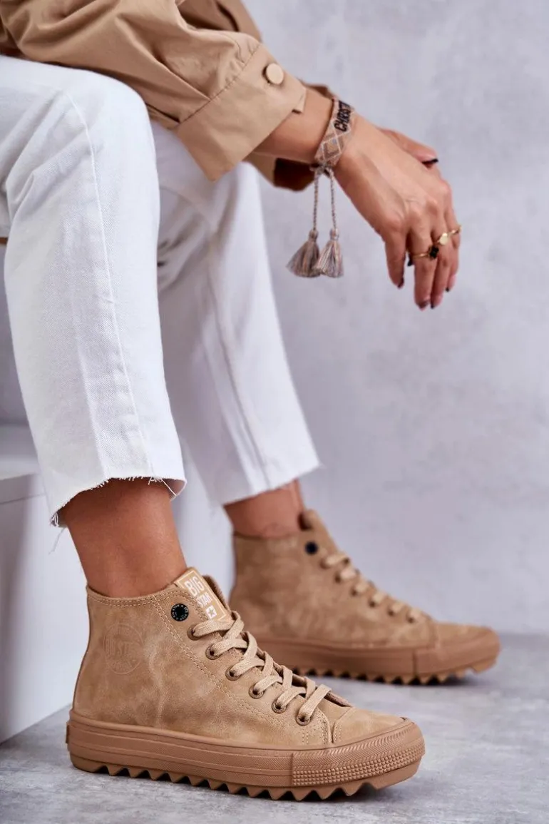 Trampki Damskie Big Star Wysokie Ocieplane Camel GG274072