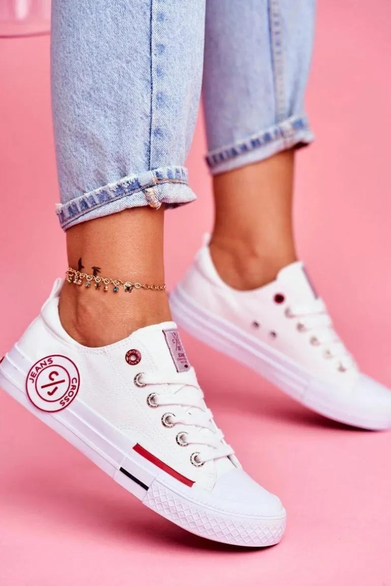 Trampki Damskie Cross Jeans Białe FF2R4072C