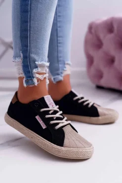 Trampki Damskie Cross Jeans Czarne DD2R4093