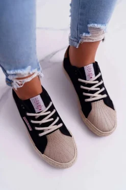 Trampki Damskie Cross Jeans Czarne DD2R4093