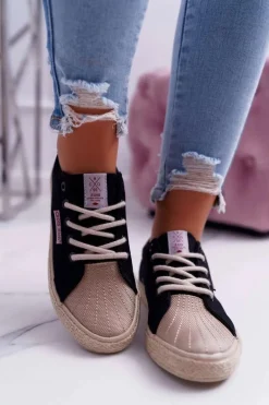 Trampki Damskie Cross Jeans Czarne DD2R4093