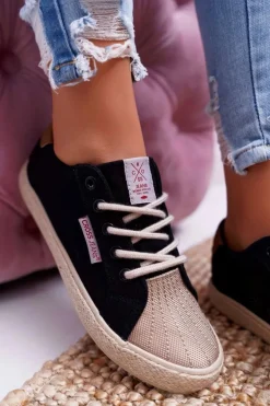 Trampki Damskie Cross Jeans Czarne DD2R4093