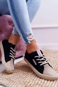 Trampki Damskie Cross Jeans Czarne DD2R4093