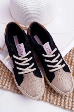 Trampki Damskie Cross Jeans Czarne DD2R4093