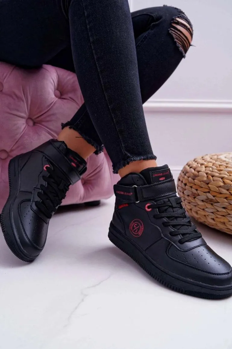 Trampki Damskie Cross Jeans Wysokie Czarne EE2R4147C