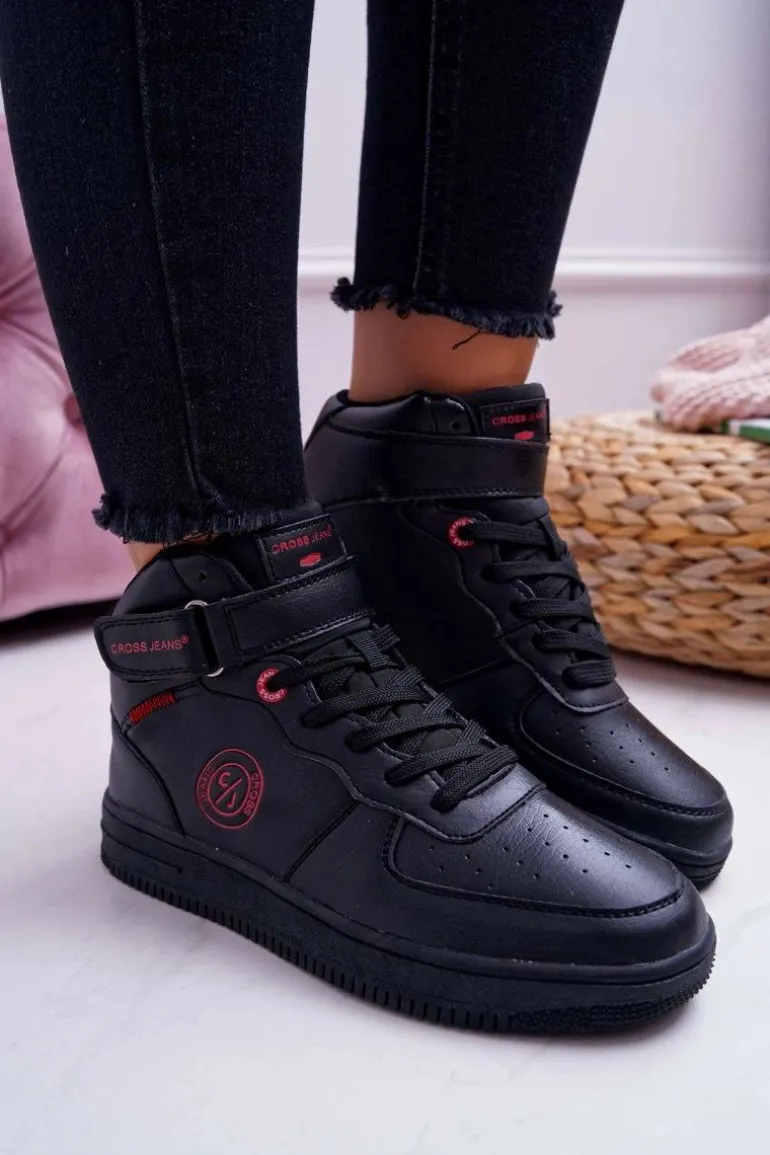 Trampki Damskie Cross Jeans Wysokie Czarne EE2R4147C