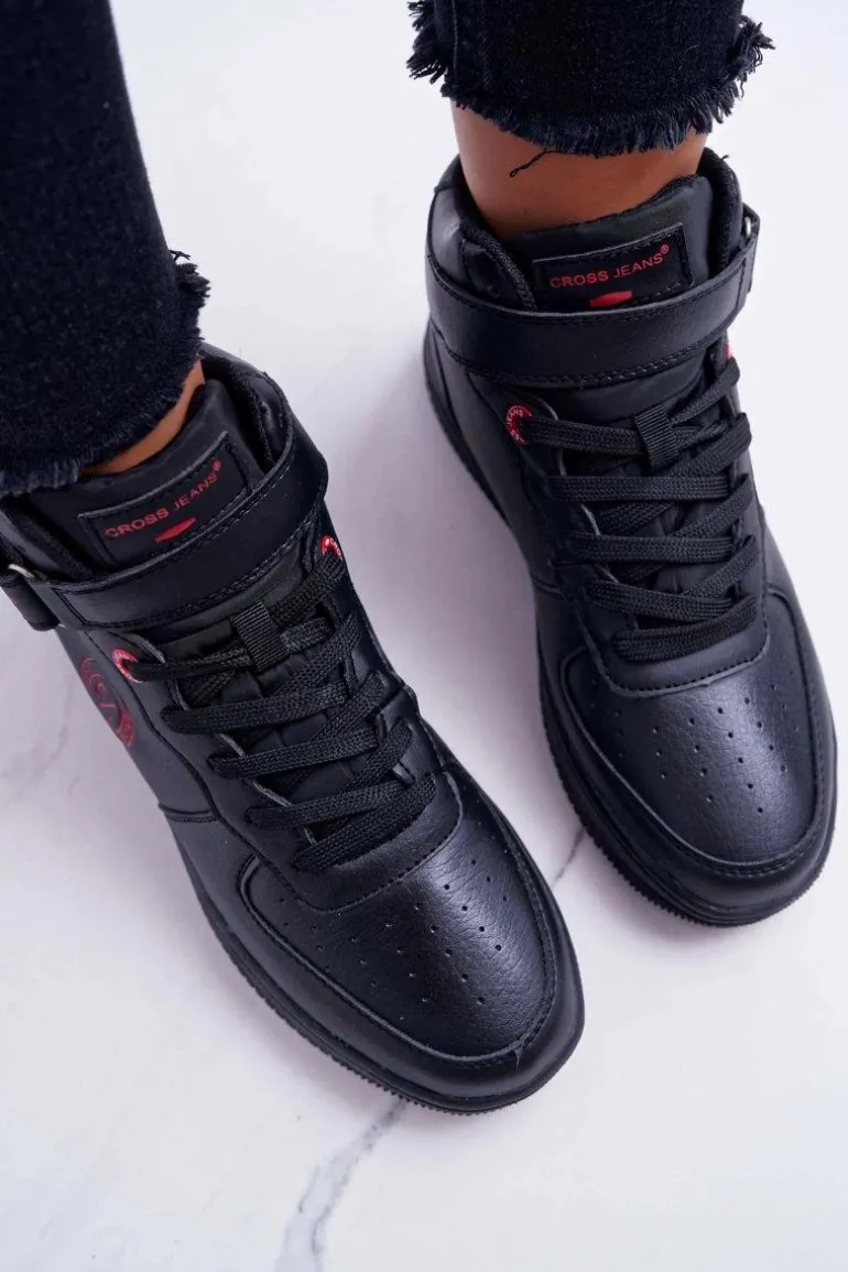 Trampki Damskie Cross Jeans Wysokie Czarne EE2R4147C
