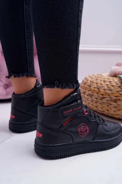 Trampki Damskie Cross Jeans Wysokie Czarne EE2R4147C