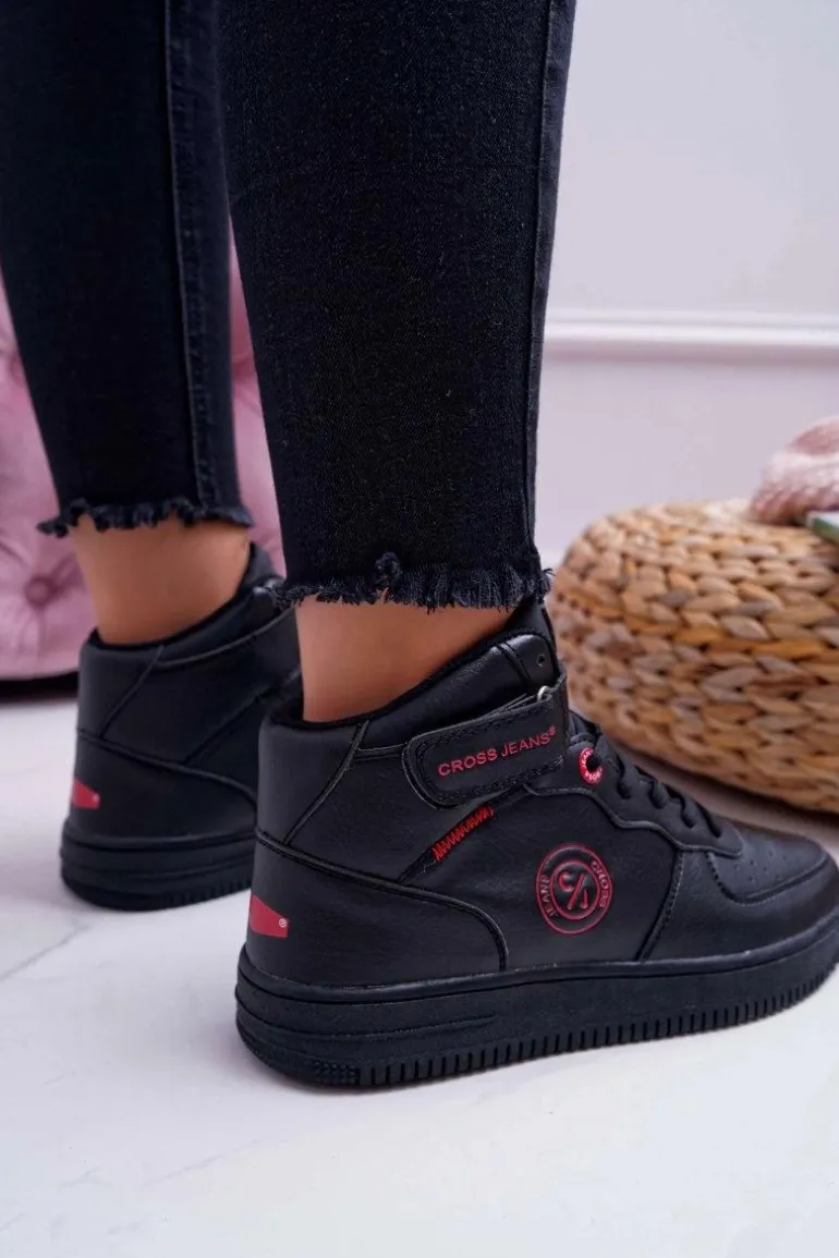 Trampki Damskie Cross Jeans Wysokie Czarne EE2R4147C