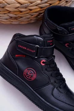 Trampki Damskie Cross Jeans Wysokie Czarne EE2R4147C