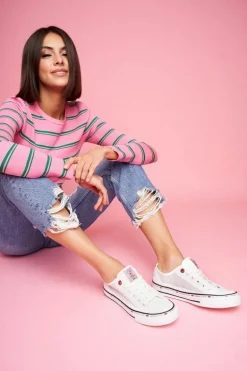 Trampki Damskie Cross Jeans Białe Siateczka FF2R4016C