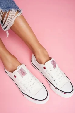 Trampki Damskie Cross Jeans Białe Siateczka FF2R4016C