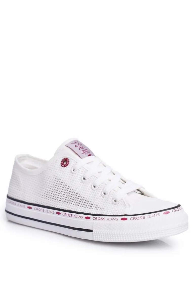 Trampki Damskie Cross Jeans Białe Siateczka FF2R4016C