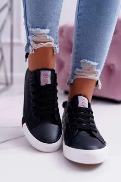 Trampki Damskie Cross Jeans Czarne DD2R4060