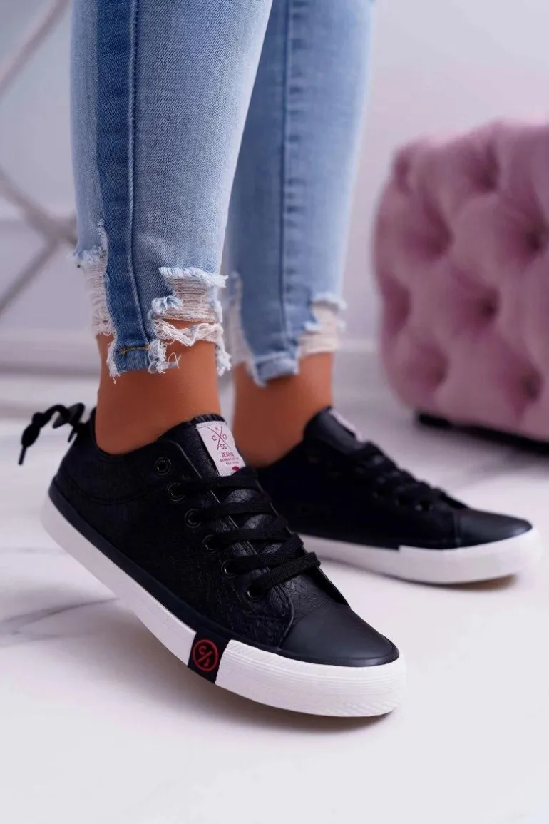 Trampki Damskie Cross Jeans Czarne DD2R4060