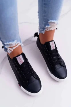 Trampki Damskie Cross Jeans Czarne DD2R4060