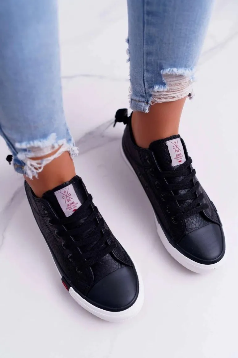 Trampki Damskie Cross Jeans Czarne DD2R4060