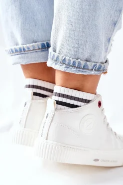 Trampki Damskie Cross Jeans Wysokie Białe II2R4022