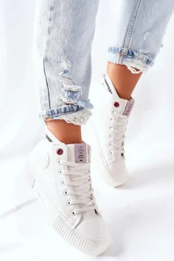 Trampki Damskie Cross Jeans Wysokie Białe II2R4022