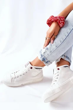 Trampki Damskie Cross Jeans Wysokie Białe II2R4022