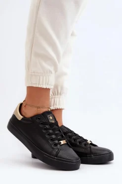 Trampki Damskie Eko Skóra Czarne Tiraelle