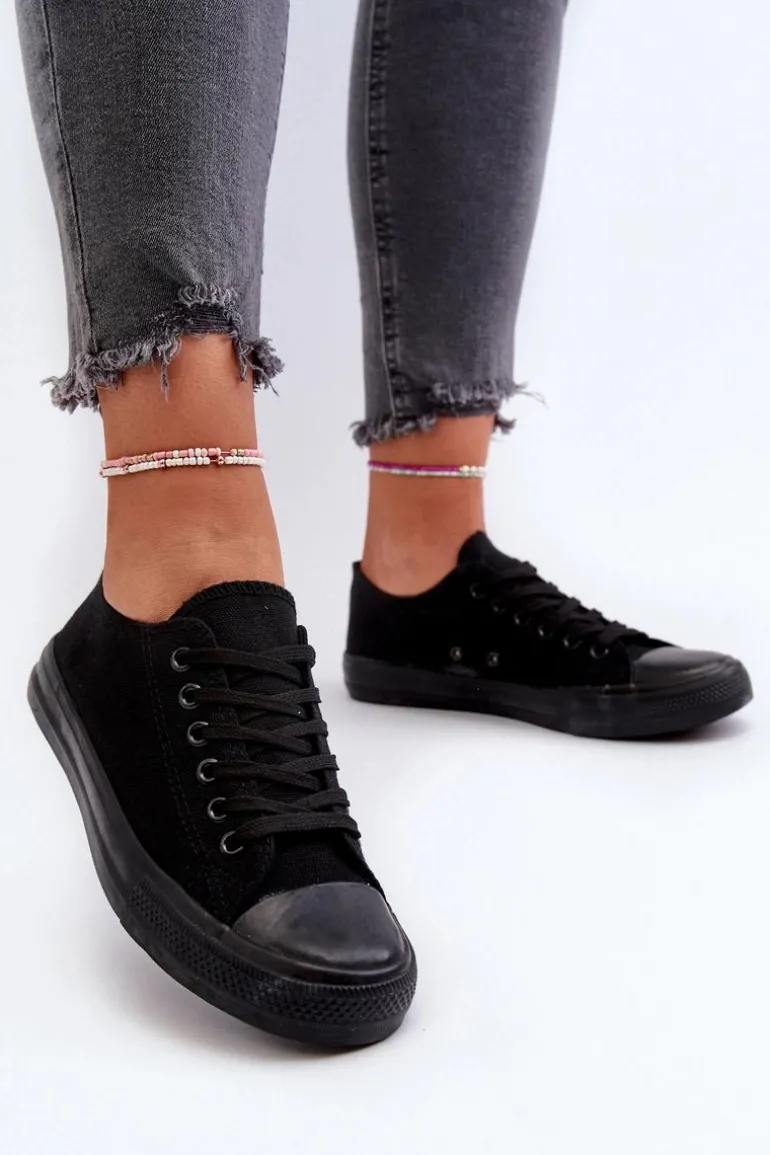 Trampki Damskie Klasyczne Niskie Czarne Caelira