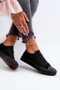 Trampki Damskie Klasyczne Niskie Czarne Caelira