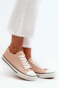 Trampki Damskie Klasyczne Niskie Różowe Caelira