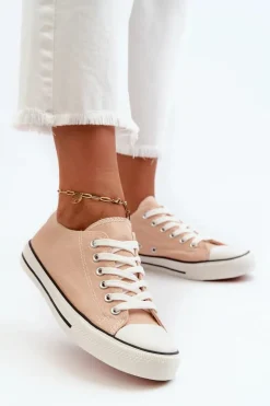 Trampki Damskie Klasyczne Niskie Różowe Caelira