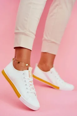 Trampki Damskie Klasyczne Żółte Ville