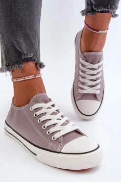 Trampki Damskie Klasyczne Niskie Szare Caelira