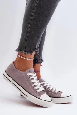 Trampki Damskie Klasyczne Niskie Szare Caelira