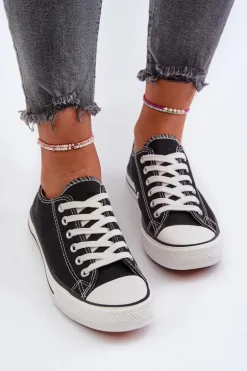 Trampki Damskie Klasyczne Niskie Czarne Caelira