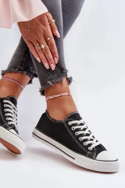 Trampki Damskie Klasyczne Niskie Czarne Caelira