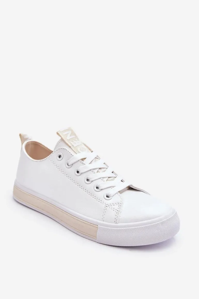 Trampki Damskie Klasyczne Biało-Beżowe Ville