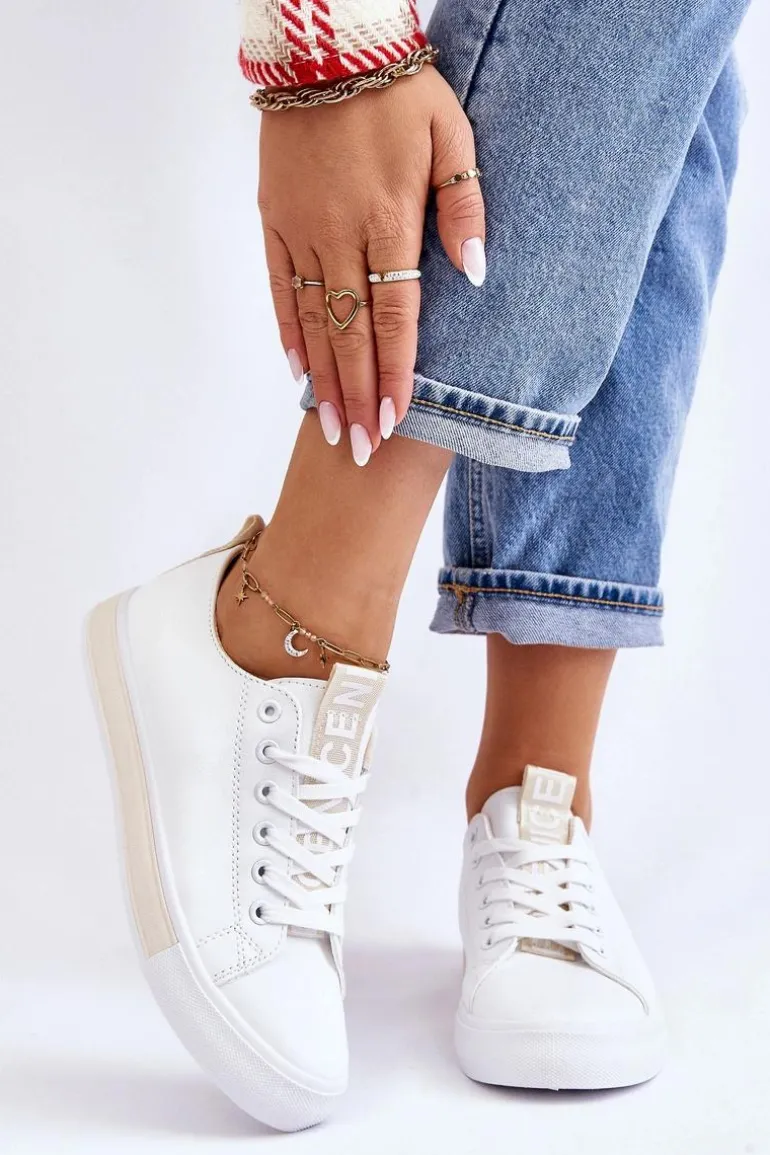 Trampki Damskie Klasyczne Biało-Beżowe Ville