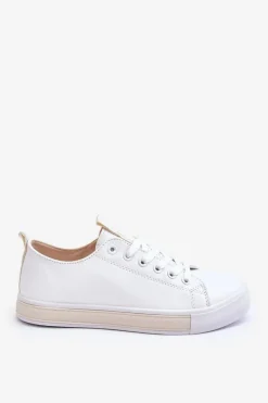 Trampki Damskie Klasyczne Biało-Beżowe Ville