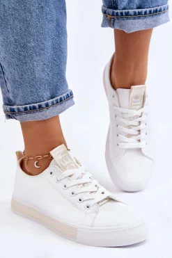 Trampki Damskie Klasyczne Biało-Beżowe Ville