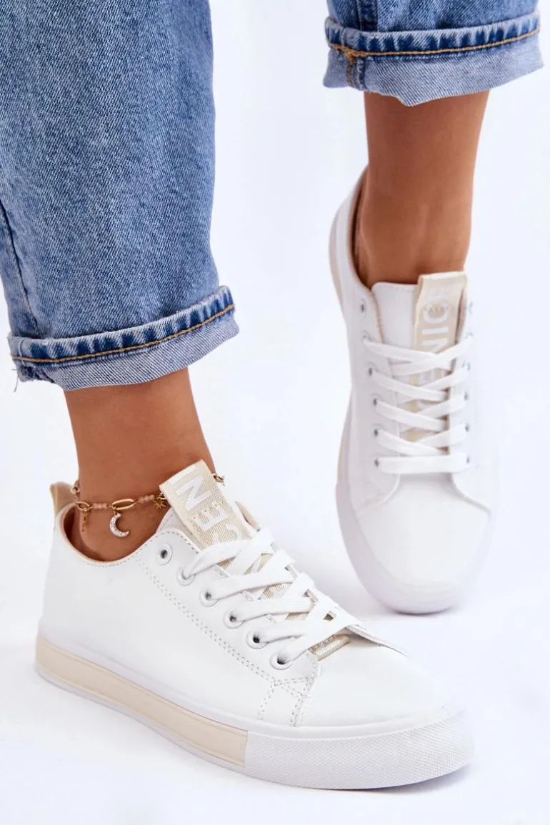 Trampki Damskie Klasyczne Biało-Beżowe Ville