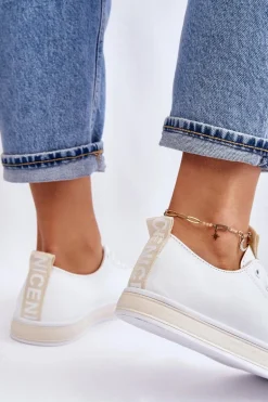 Trampki Damskie Klasyczne Biało-Beżowe Ville