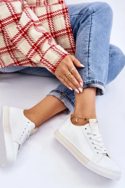 Trampki Damskie Klasyczne Biało-Beżowe Ville