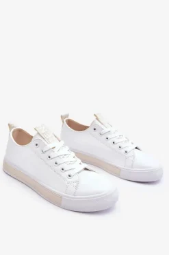 Trampki Damskie Klasyczne Biało-Beżowe Ville