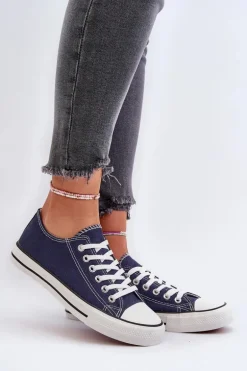 Trampki Damskie Klasyczne Niskie Granatowe Caelira