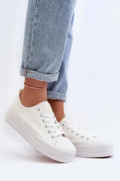 Trampki Damskie Materiałowe Białe Staneva