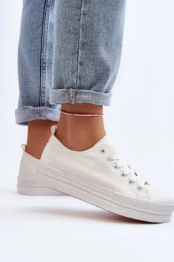 Trampki Damskie Materiałowe Białe Staneva